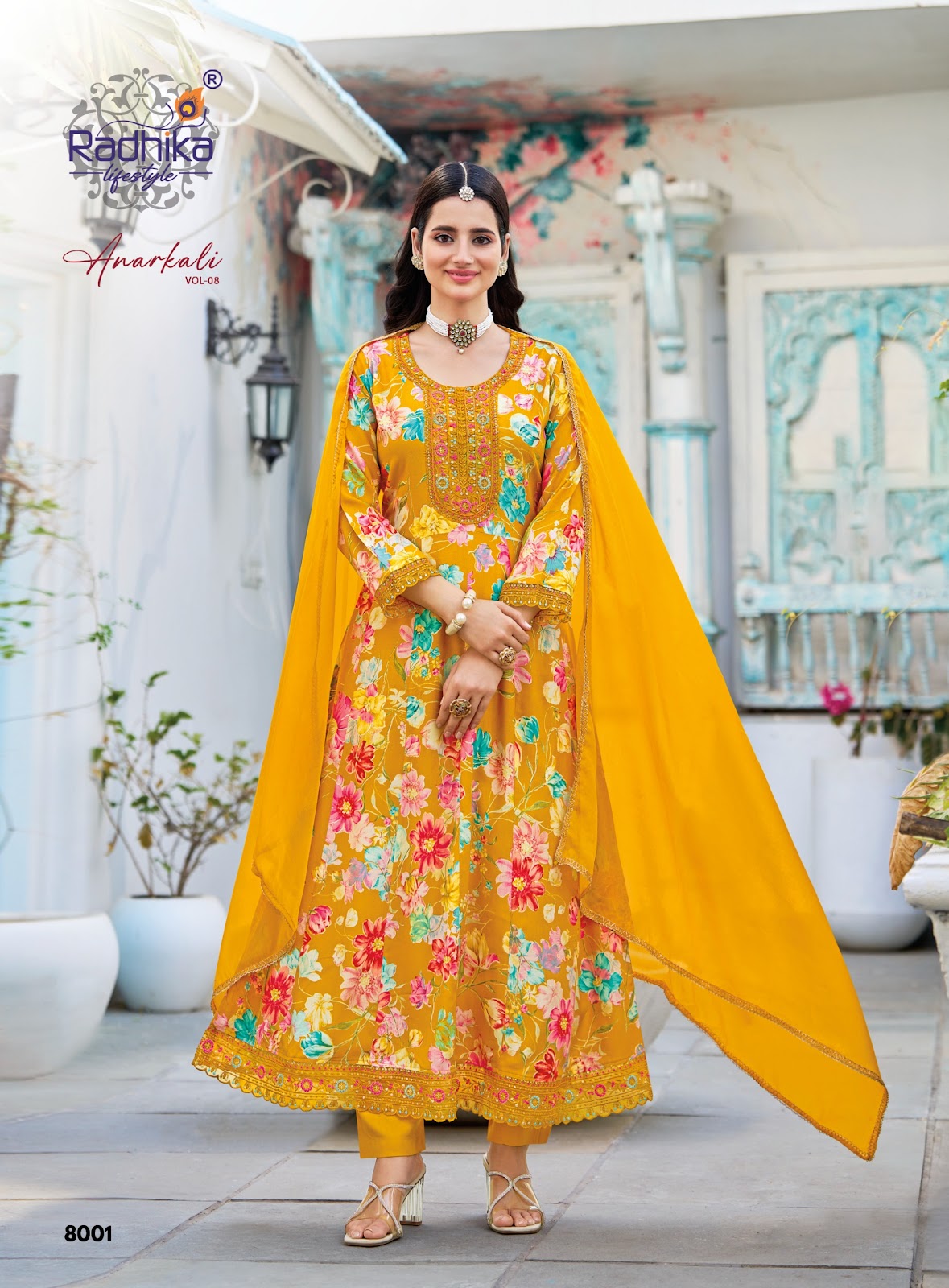 Anarkali Vol 8 Radhika Lifestyle Reyon Readymade Pant Style Suits Exporter Ahmedabad