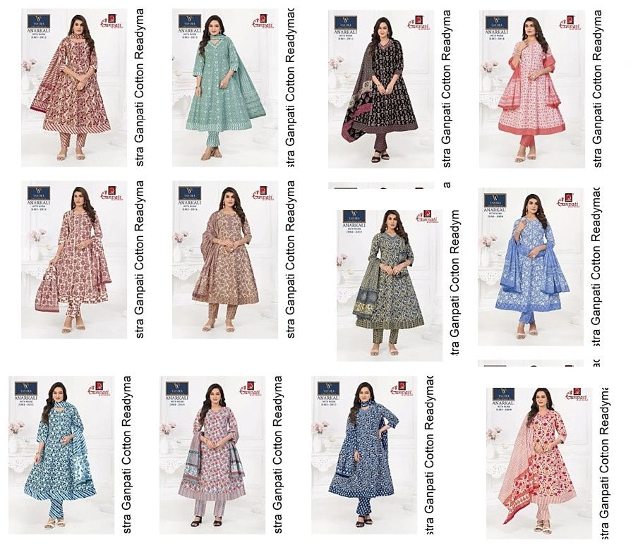 Anarkali With Work Vastra Ganpati Cotton Readymade Pant Style Suits Manufacturer