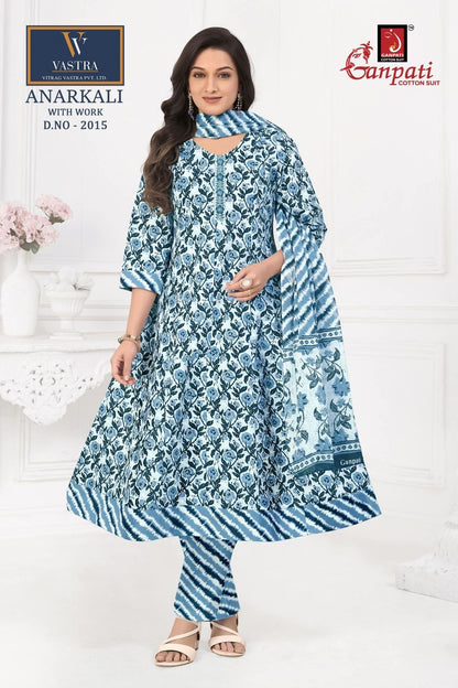 Anarkali With Work Vastra Ganpati Cotton Readymade Pant Style Suits Manufacturer