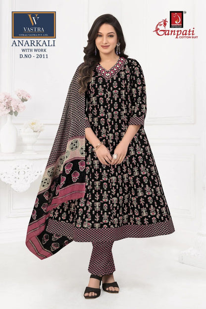 Anarkali With Work Vastra Ganpati Cotton Readymade Pant Style Suits Manufacturer