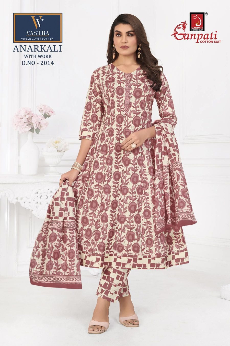 Anarkali With Work Vastra Ganpati Cotton Readymade Pant Style Suits Manufacturer