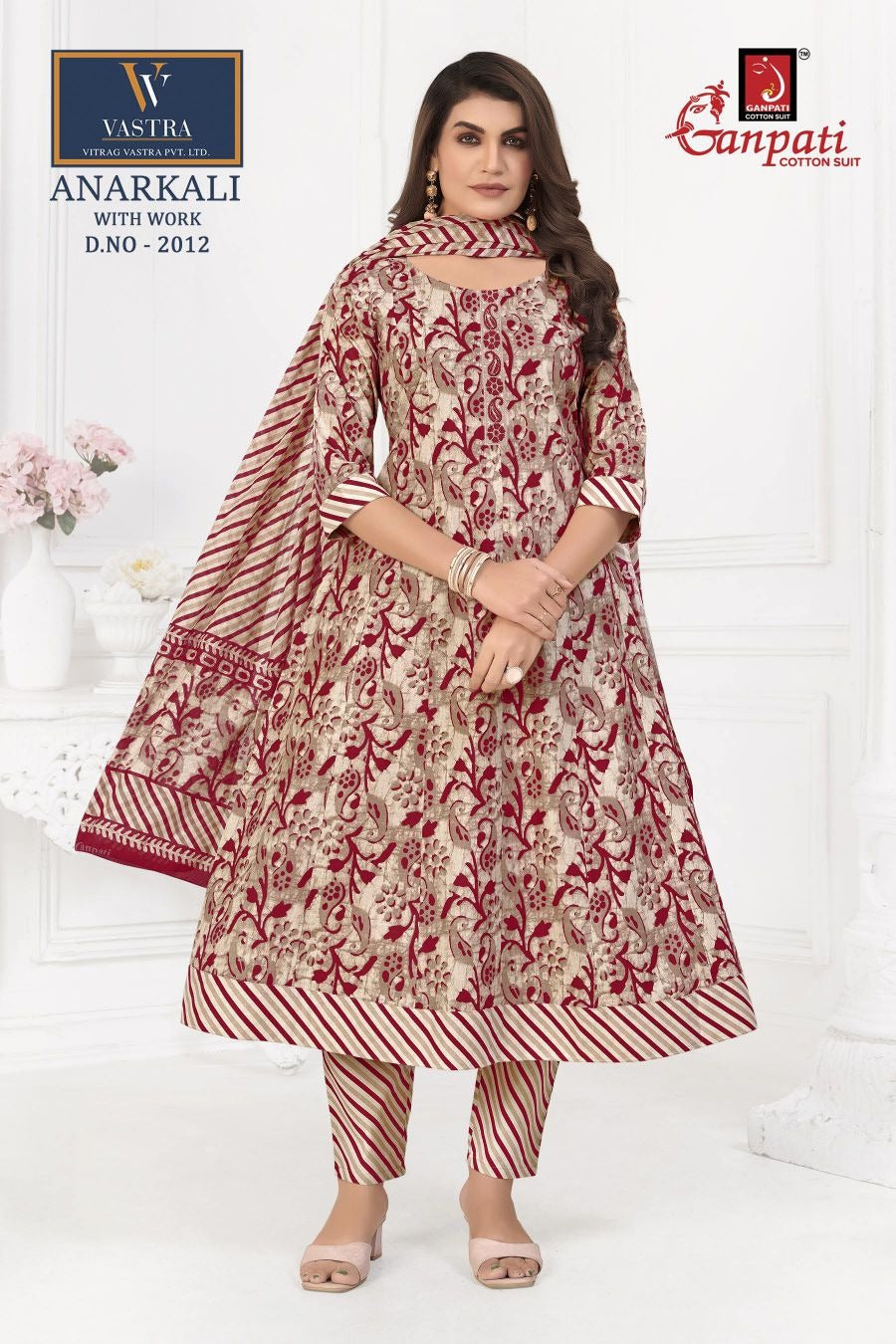 Anarkali With Work Vastra Ganpati Cotton Readymade Pant Style Suits Manufacturer