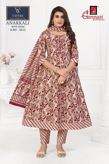 Anarkali With Work Vastra Ganpati Cotton Readymade Pant Style Suits Manufacturer