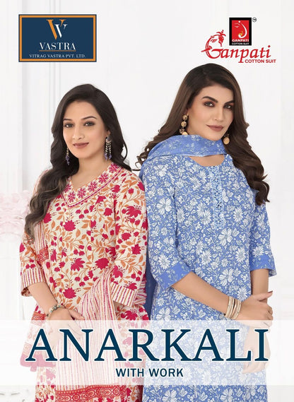 Anarkali With Work Vastra Ganpati Cotton Readymade Pant Style Suits Manufacturer