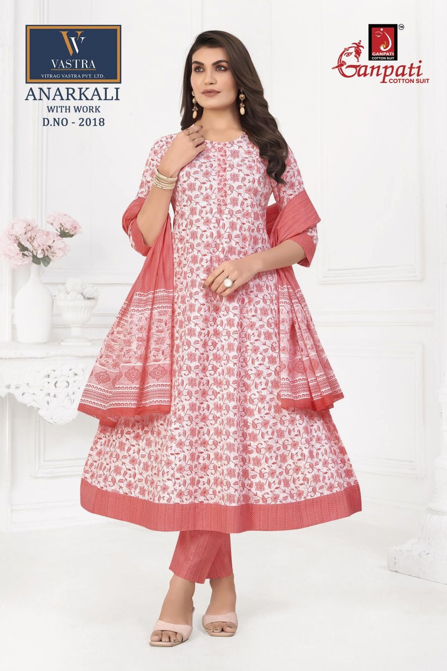 Anarkali With Work Vastra Ganpati Cotton Readymade Pant Style Suits Manufacturer