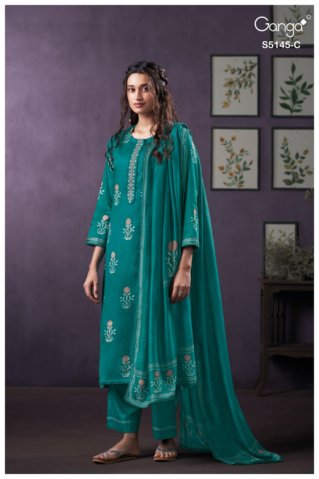 Anasta S5145 Ganga Cotton Satin Pant Style Suits Manufacturer India
