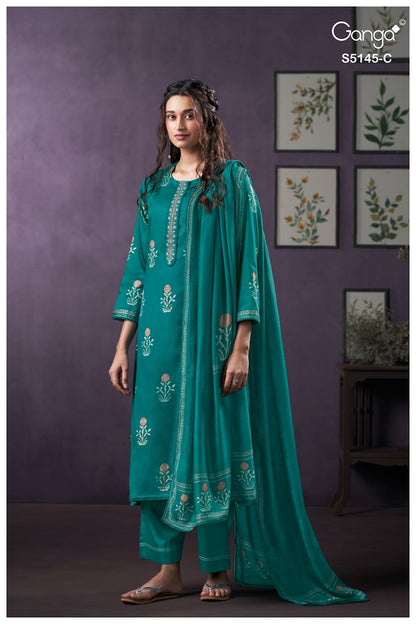 Anasta S5145 Ganga Cotton Satin Pant Style Suits Manufacturer India
