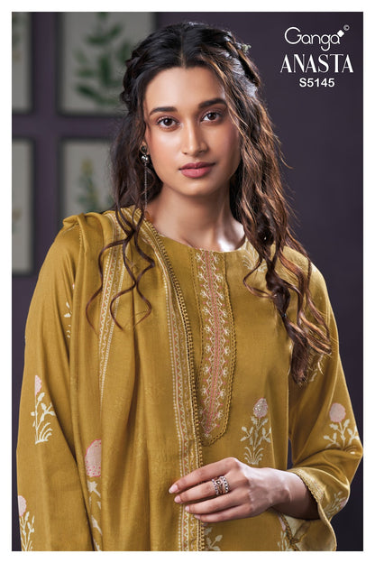 Anasta S5145 Ganga Cotton Satin Pant Style Suits Manufacturer India