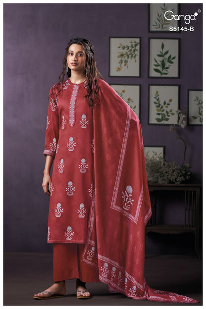 Anasta S5145 Ganga Cotton Satin Pant Style Suits Manufacturer India
