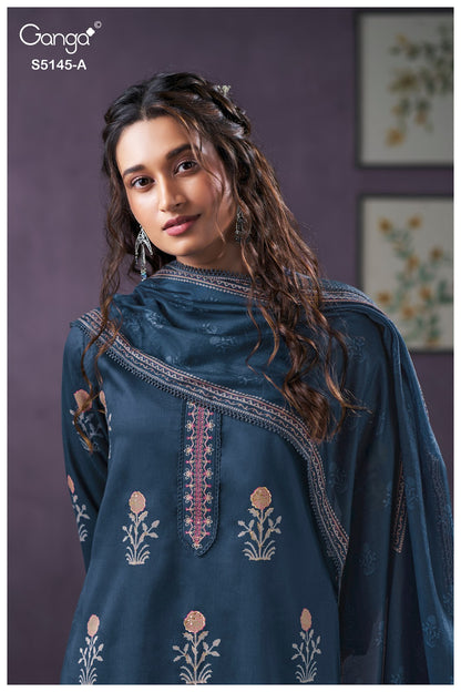 Anasta S5145 Ganga Cotton Satin Pant Style Suits Manufacturer India
