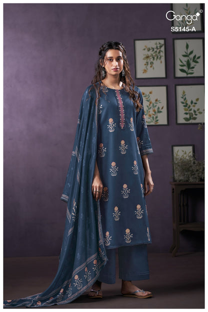 Anasta S5145 Ganga Cotton Satin Pant Style Suits Manufacturer India