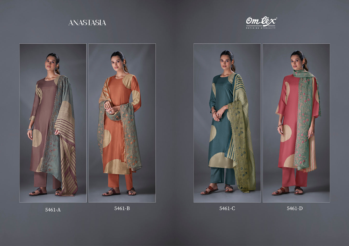 Anastasia Omtex Russian Silk Pant Style Suits Wholesaler India