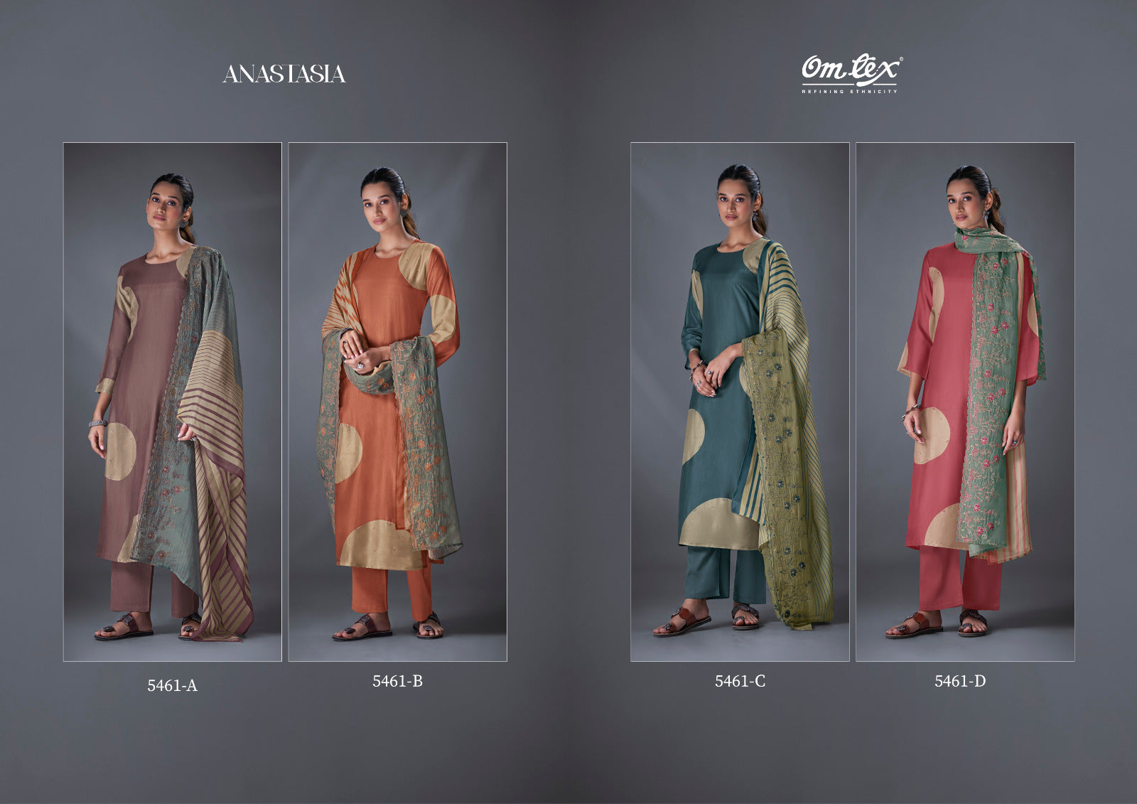 Anastasia Omtex Russian Silk Pant Style Suits Wholesaler India