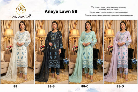 Anaya Lawn 88 Al Amra Cambric Cotton Pakistani Salwar Suits Supplier India