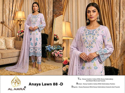 Anaya Lawn 88 Al Amra Cambric Cotton Pakistani Salwar Suits Supplier India