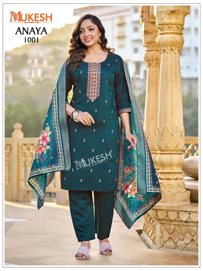 Anaya Mukesh Banwery Gadwal Silk Readymade Pant Style Suits Supplier Gujarat