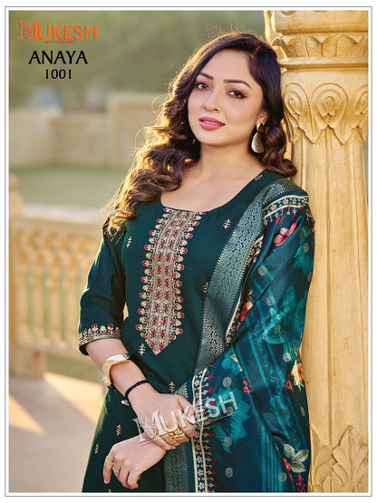 Anaya Mukesh Banwery Gadwal Silk Readymade Pant Style Suits Supplier Gujarat