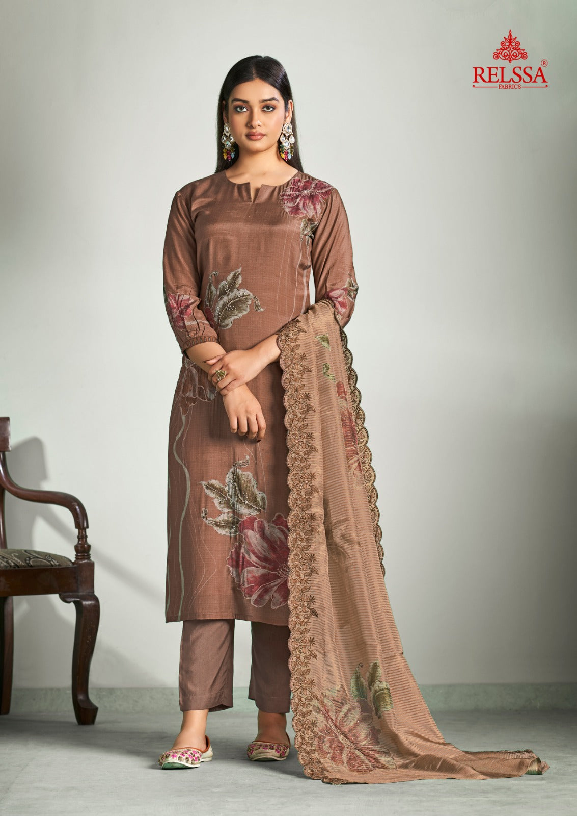 Anaya Relssa Fabrics Muslin Pant Style Suits Wholesaler Gujarat