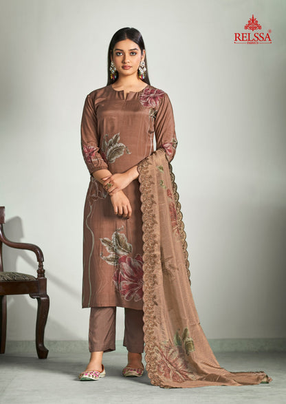 Anaya Relssa Fabrics Muslin Pant Style Suits Wholesaler Gujarat
