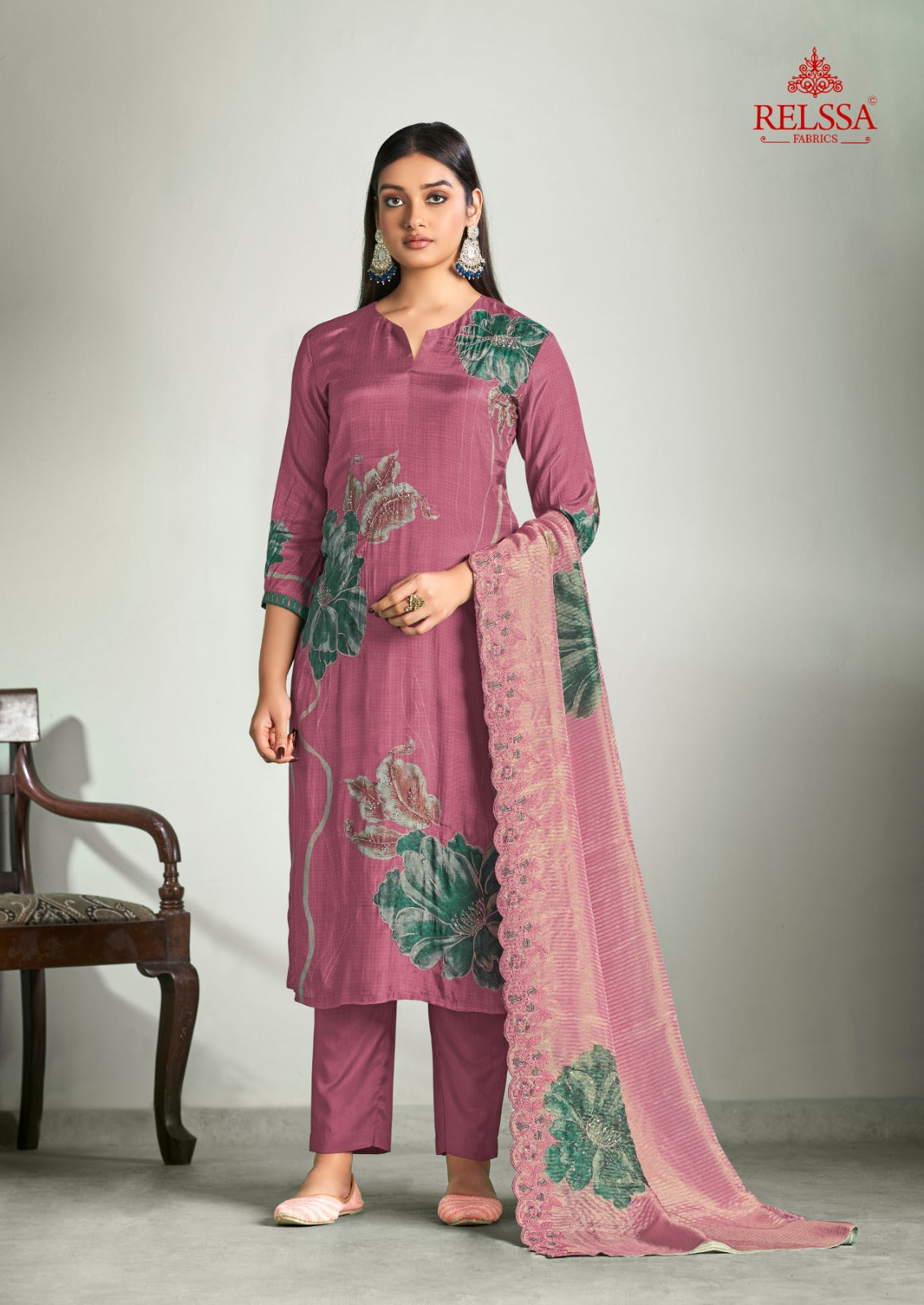 Anaya Relssa Fabrics Muslin Pant Style Suits Wholesaler Gujarat