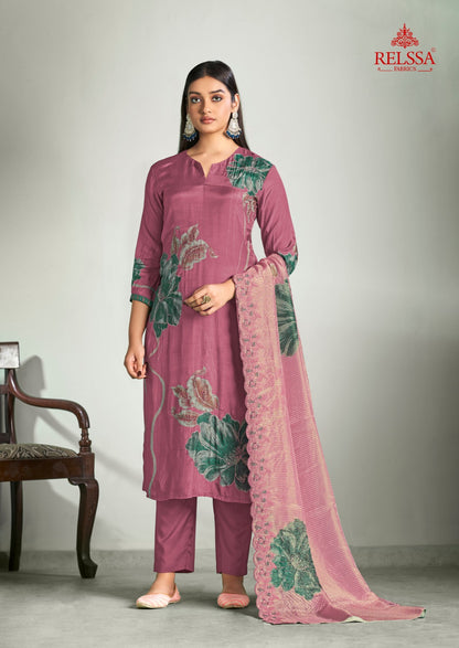 Anaya Relssa Fabrics Muslin Pant Style Suits Wholesaler Gujarat