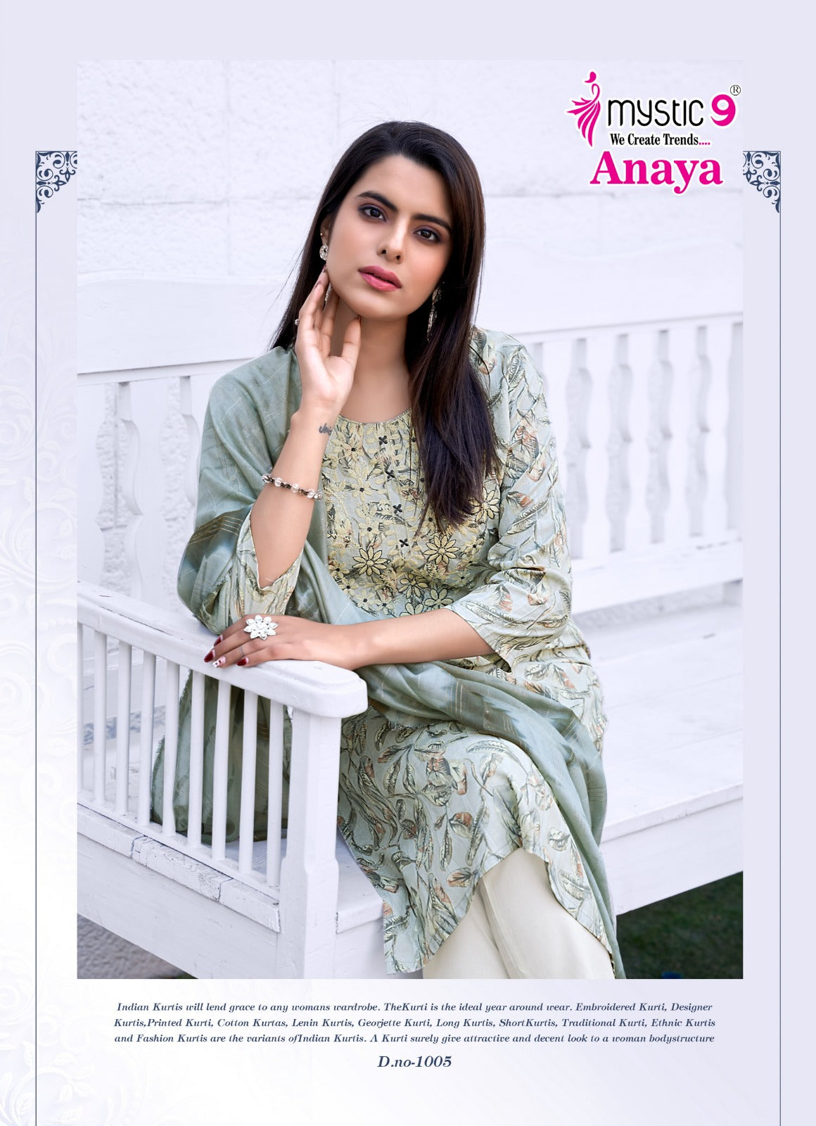 Anaya Vol 1 Mystic 9 Reyon Readymade Pant Style Suits Manufacturer Gujarat