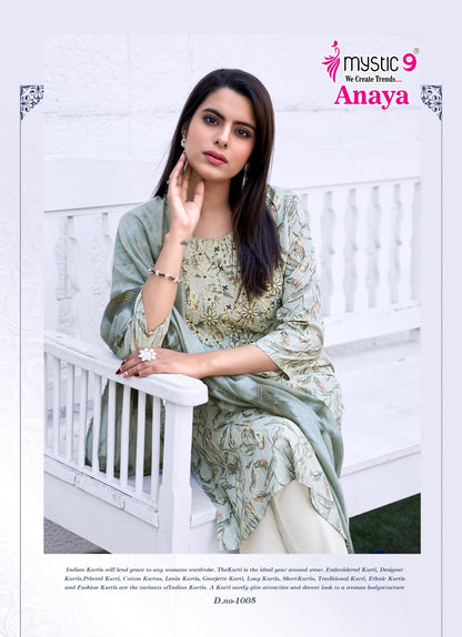 Anaya Vol 1 Mystic 9 Reyon Readymade Pant Style Suits Manufacturer Gujarat