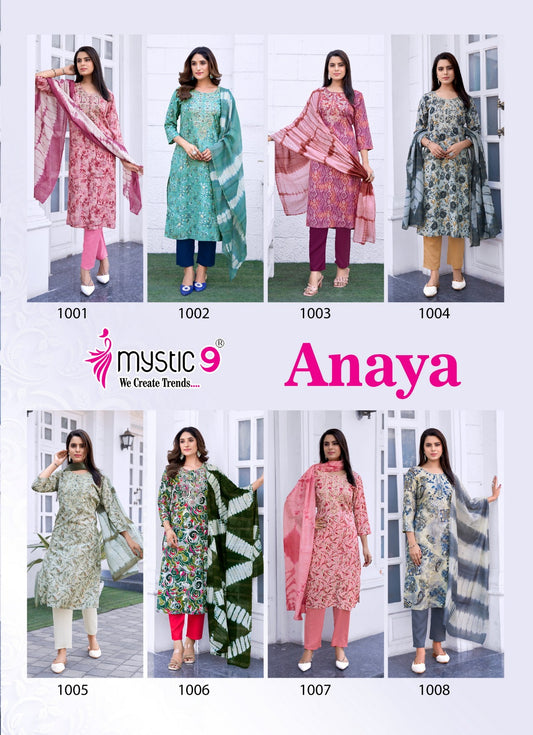 Anaya Vol 1 Mystic 9 Reyon Readymade Pant Style Suits Manufacturer Gujarat