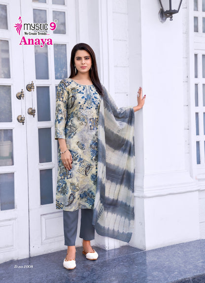 Anaya Vol 1 Mystic 9 Reyon Readymade Pant Style Suits Manufacturer Gujarat