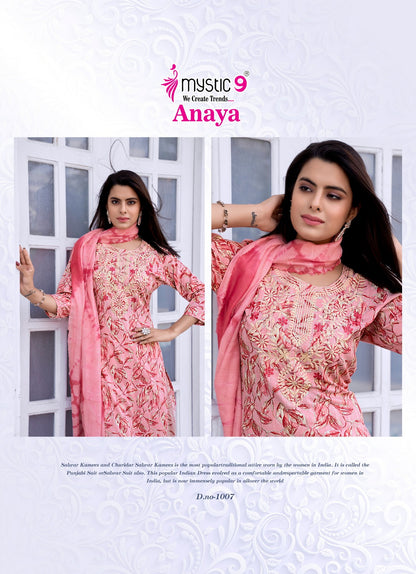 Anaya Vol 1 Mystic 9 Reyon Readymade Pant Style Suits Manufacturer Gujarat