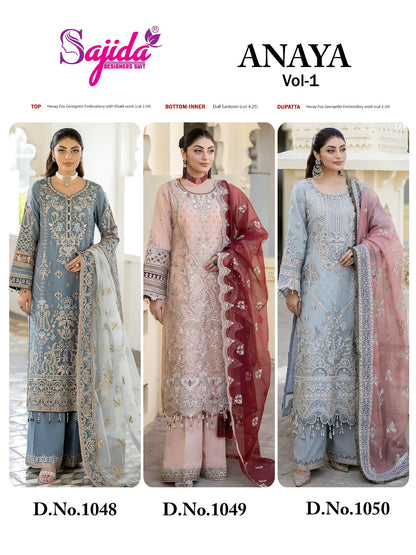 Anaya Vol 1 Sajida Georgette Pakistani Salwar Suits Supplier Ahmedabad