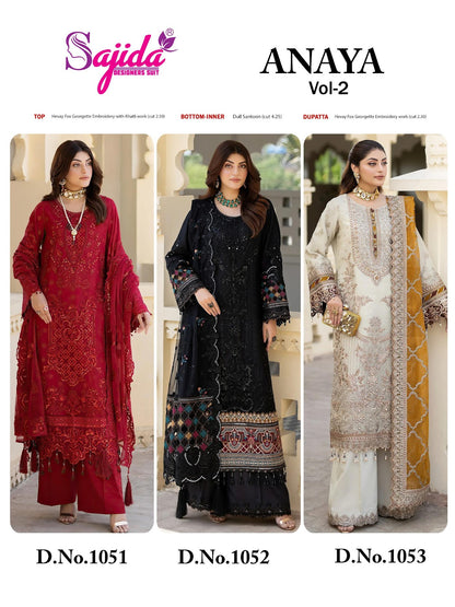 Anaya Vol 2 Sajida Georgette Pakistani Salwar Suits Exporter Gujarat