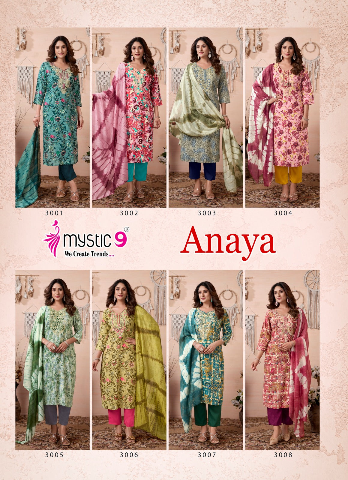 Anaya Vol 3 Mystic 9 Rayon Readymade Pant Style Suits Supplier Ahmedabad