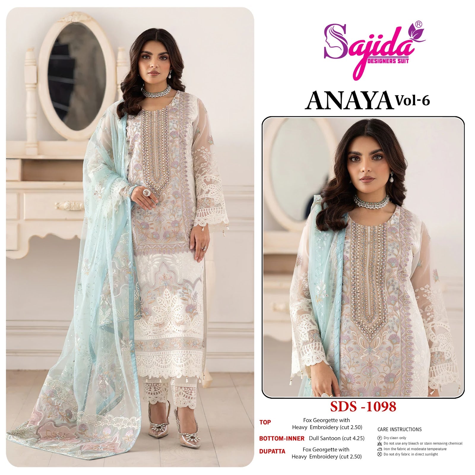 Anaya Vol 6 Sajida Georgette Pakistani Salwar Suits Wholesaler Gujarat