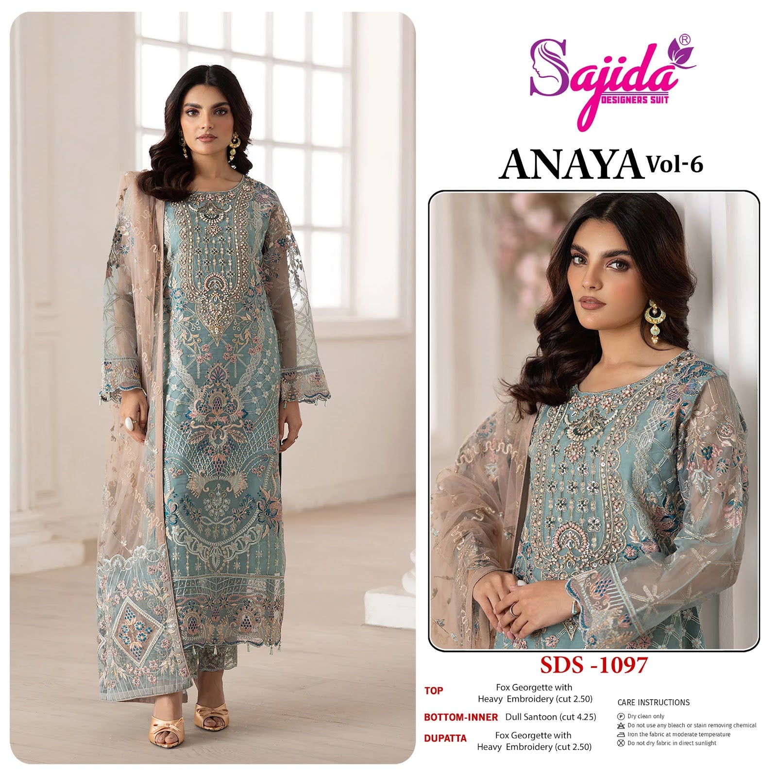 Anaya Vol 6 Sajida Georgette Pakistani Salwar Suits Wholesaler Gujarat