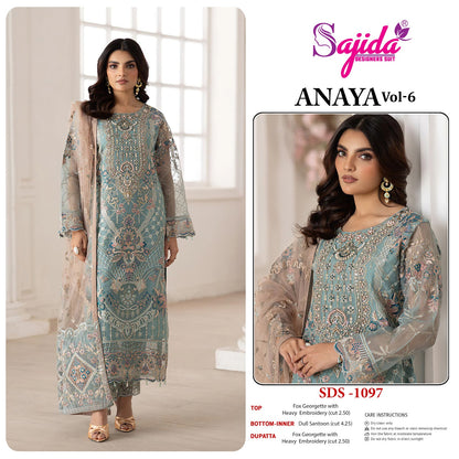 Anaya Vol 6 Sajida Georgette Pakistani Salwar Suits Wholesaler Gujarat
