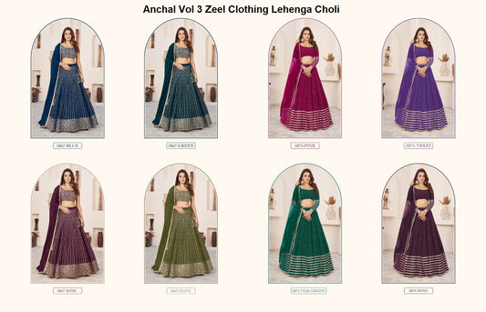 Anchal Vol 3 Zeel Clothing Georgette Lehenga Choli Exporter