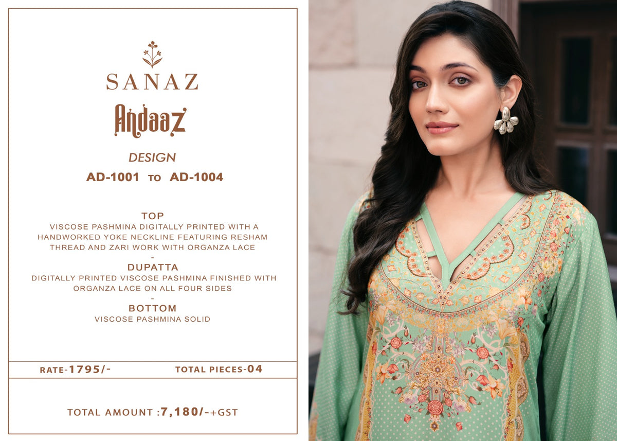 Andaaz Sanaz Viscose Pashmina Suits Manufacturer Gujarat