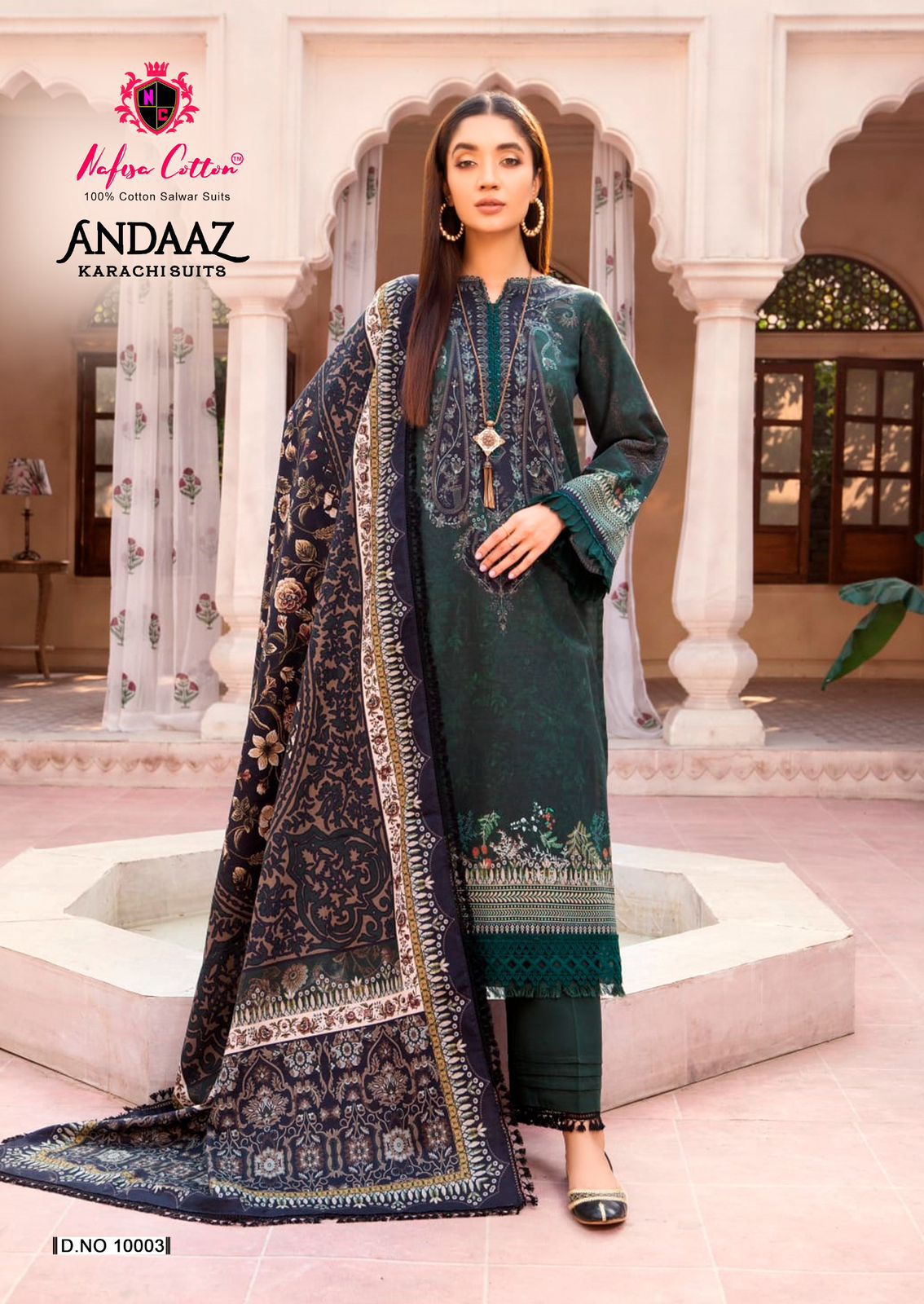 Andaaz Vol 10 Nafisa Cotton Karachi Salwar Suits Supplier India