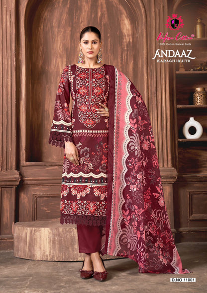 Andaaz Vol 11 Nafisa Cotton Karachi Salwar Suits Exporter