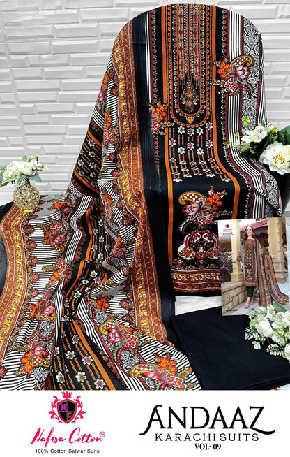 Andaaz Vol 9 Nafisa Cotton Soft Cotton Karachi Salwar Suits Wholesaler Gujarat