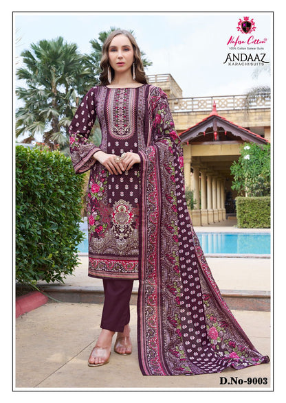 Andaaz Vol 9 Nafisa Cotton Soft Cotton Karachi Salwar Suits Wholesaler Gujarat