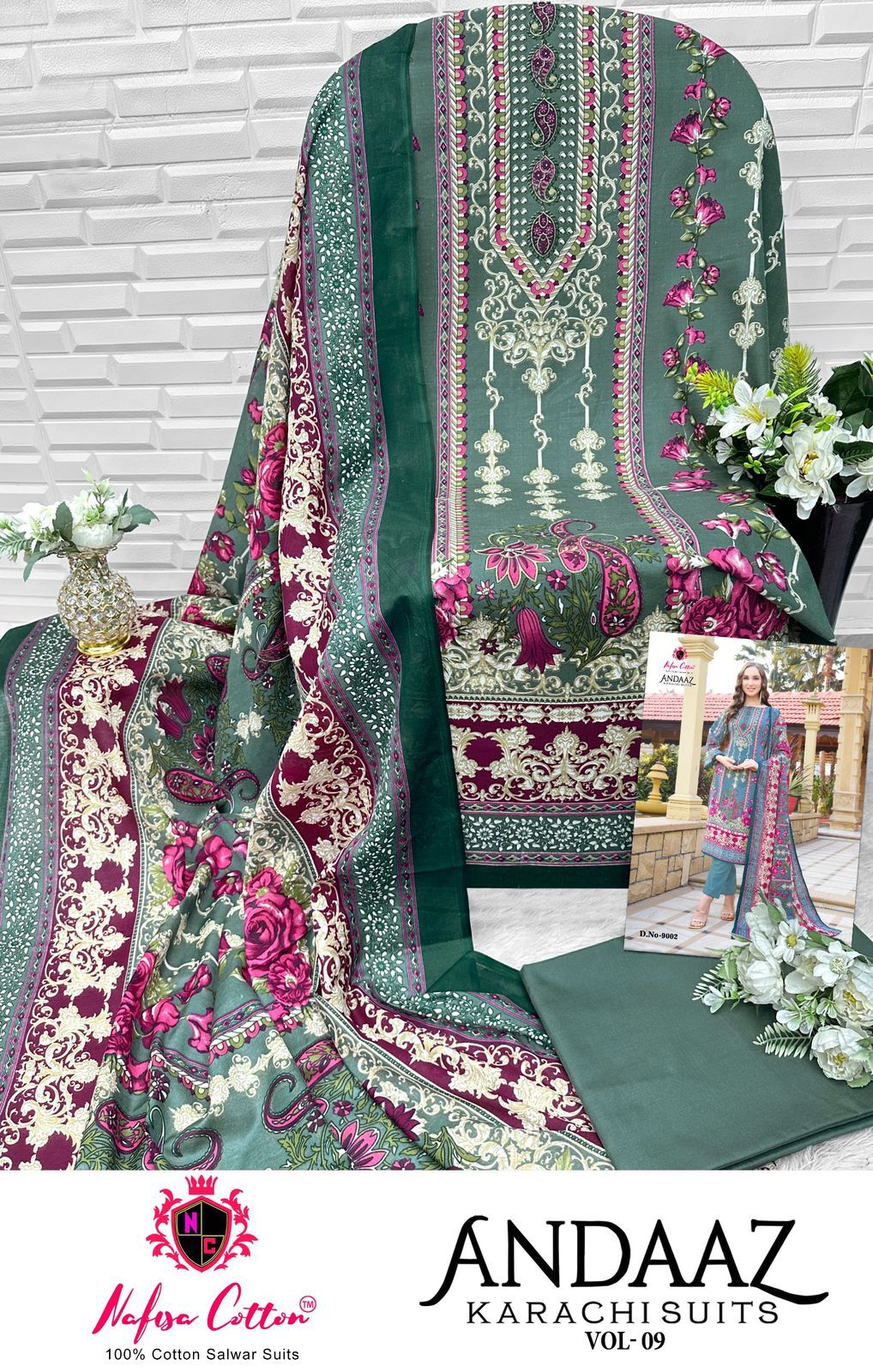 Andaaz Vol 9 Nafisa Cotton Soft Cotton Karachi Salwar Suits Wholesaler Gujarat