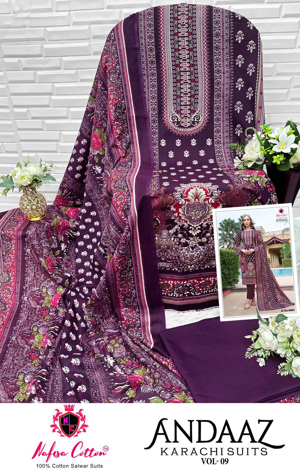 Andaaz Vol 9 Nafisa Cotton Soft Cotton Karachi Salwar Suits Wholesaler Gujarat