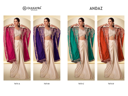 Andaz Gulkayra Designer Chinon Indo Western Pair Wholesaler Ahmedabad