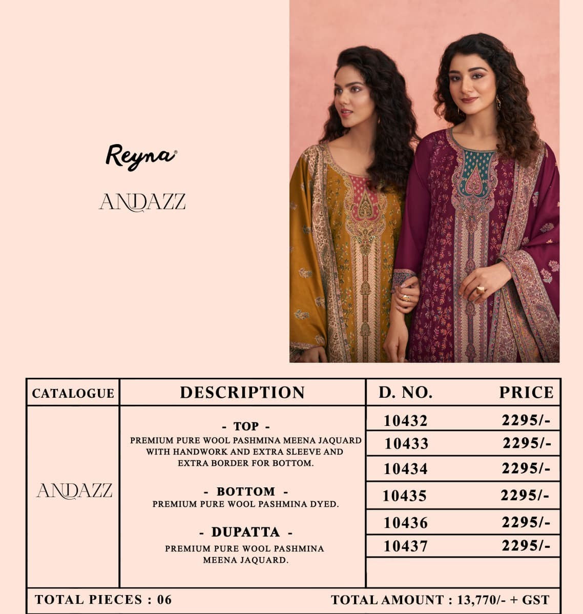 Andazz Reyna Pashmina Suits Wholesale Price