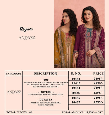 Andazz Reyna Pashmina Suits Wholesale Price