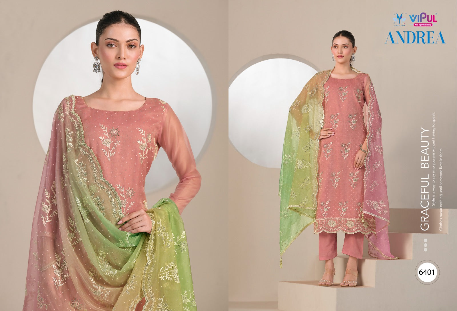 Andera Vipul Organza Pant Style Suits Supplier India