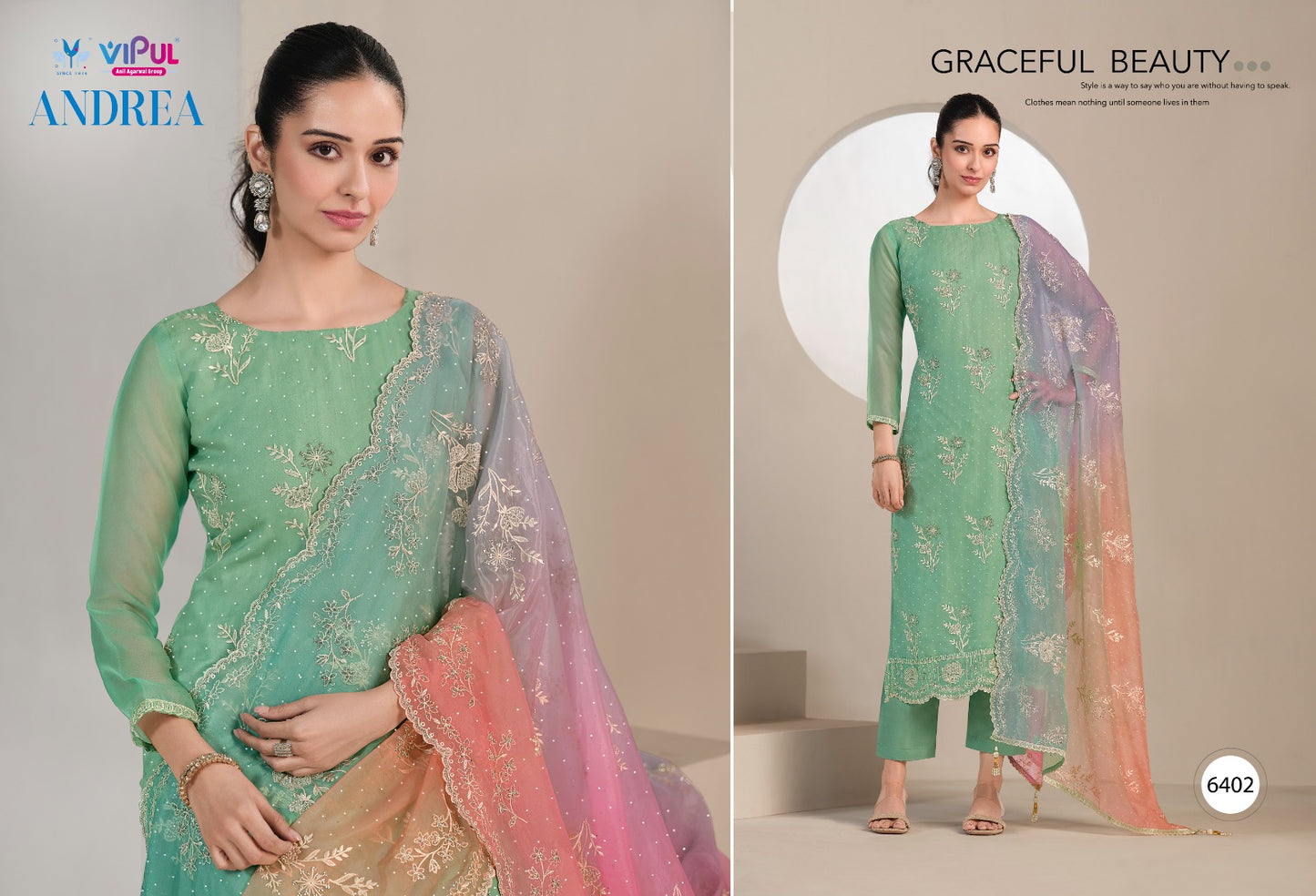 Andera Vipul Organza Pant Style Suits Supplier India