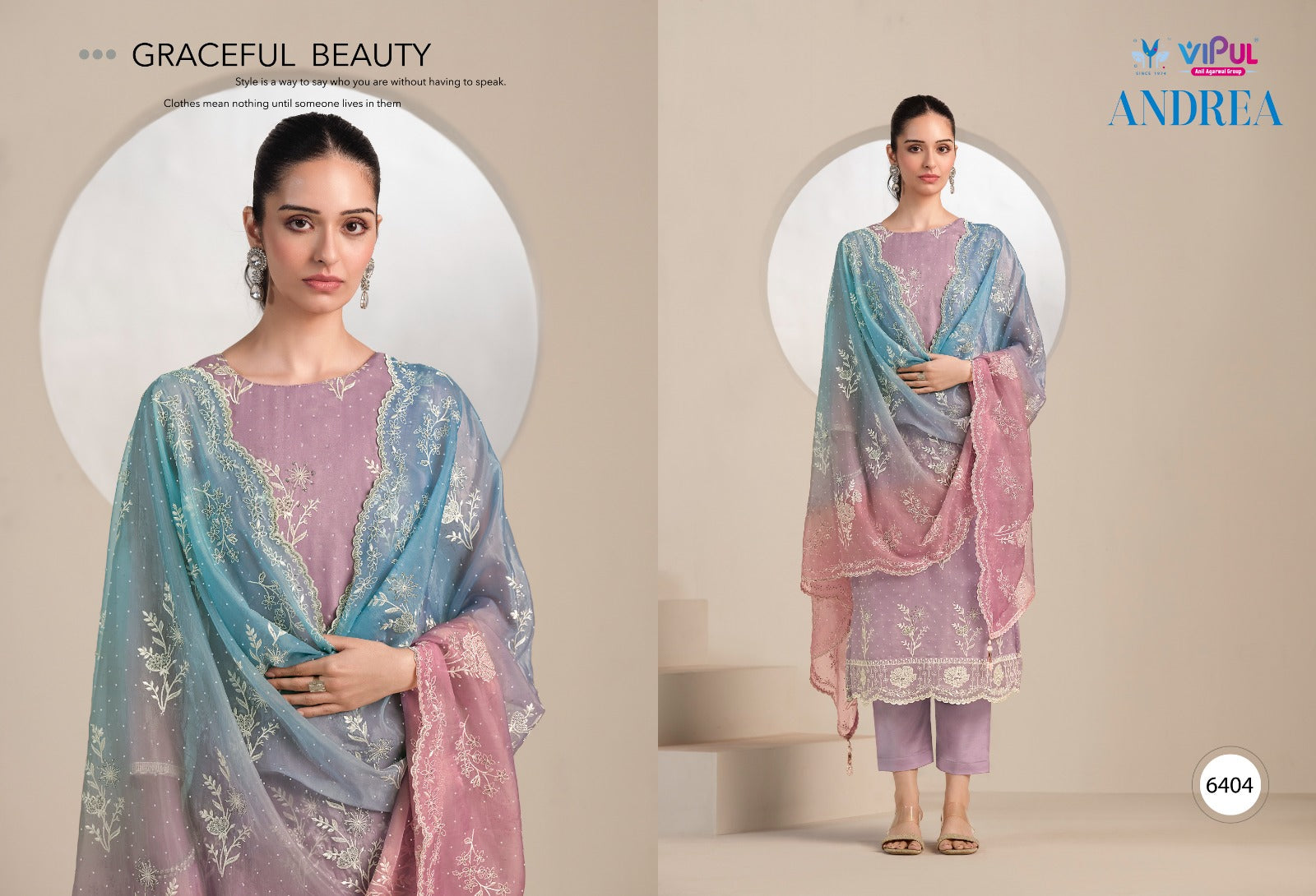 Andera Vipul Organza Pant Style Suits Supplier India